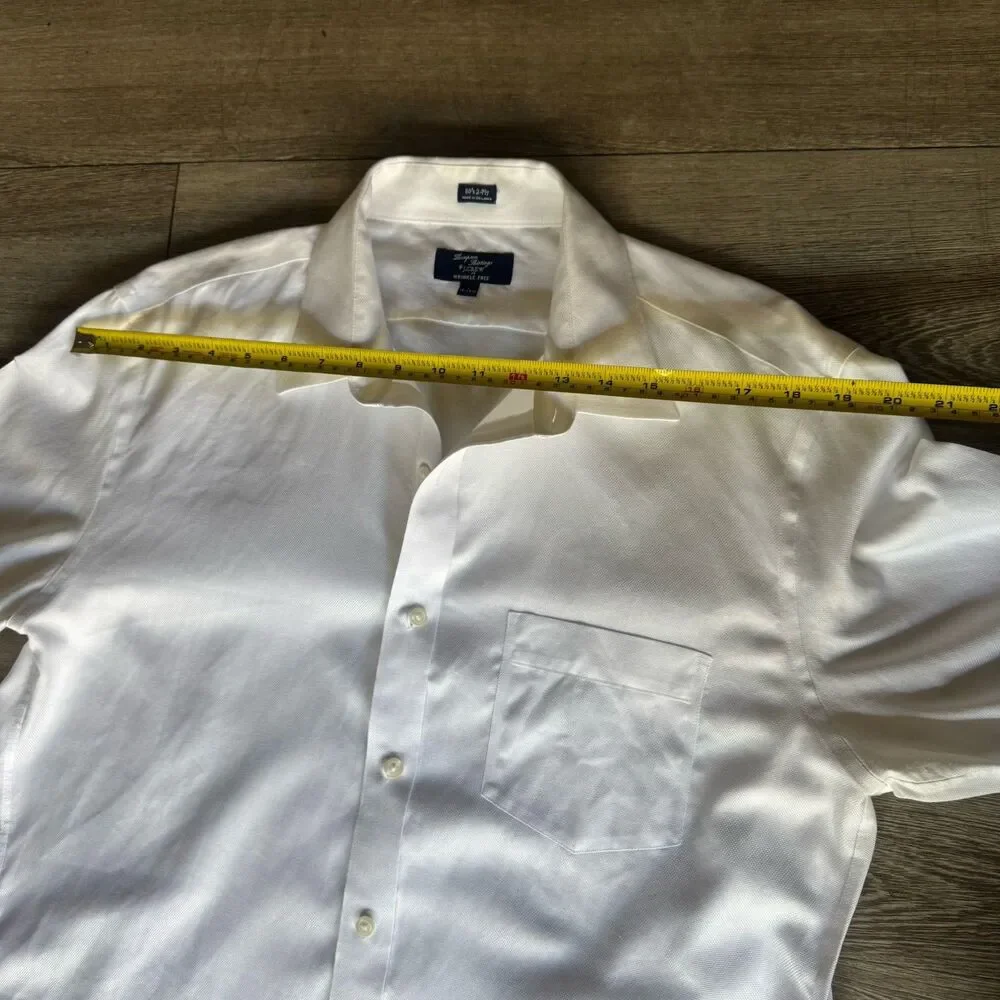 Thompson J. Crew Wrinkle Free Sz L 16-16.5 White 100% Cotton Long Sleeve Shirt